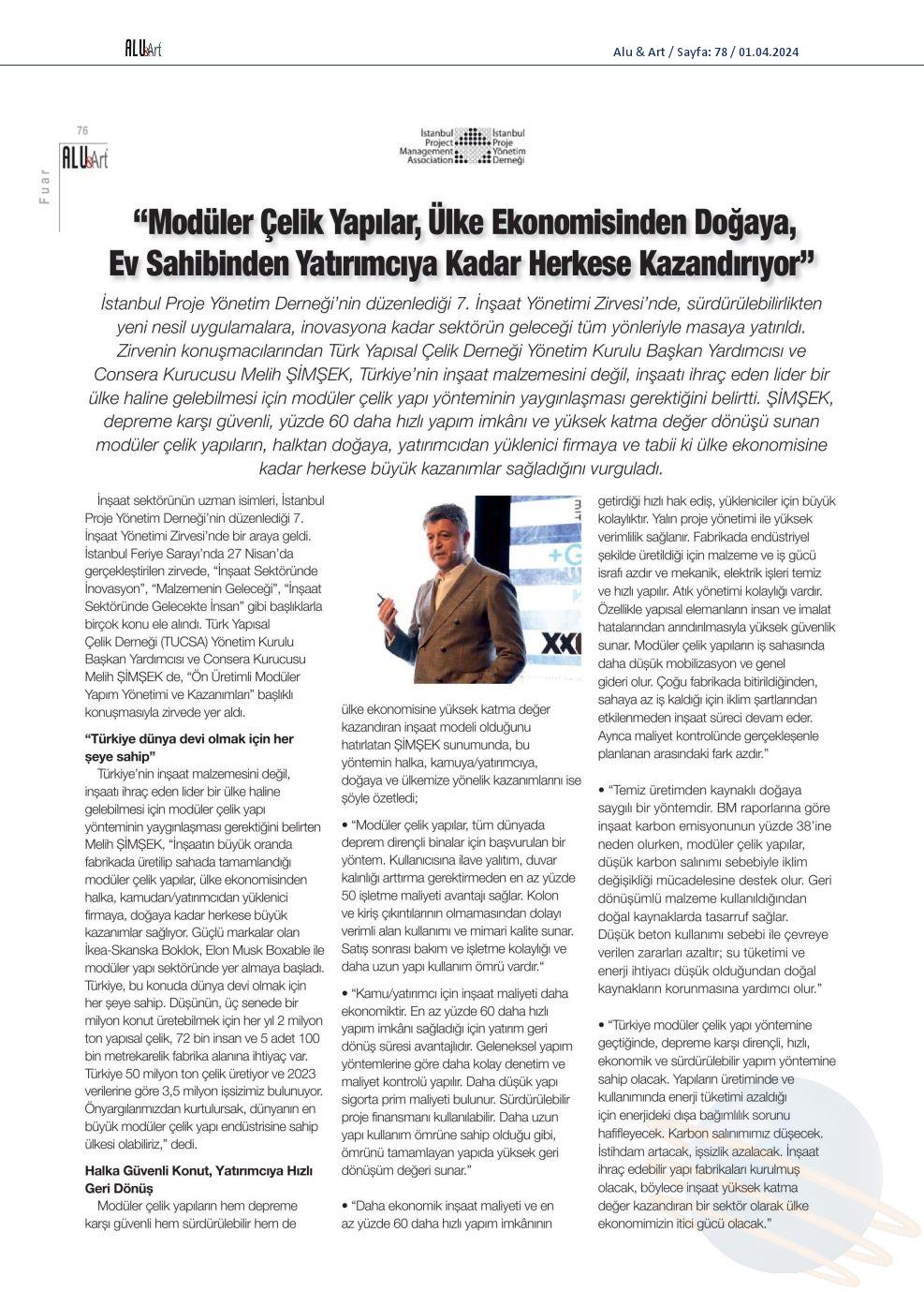 Alu Art MODULER CELIK YAPILAR ULKE EKONOMISINDEN DOGAYA EV SAHIBINDEN YATIRIMCIYA KADAR HERKESE KAZANDIRIYOR 01.04.2024