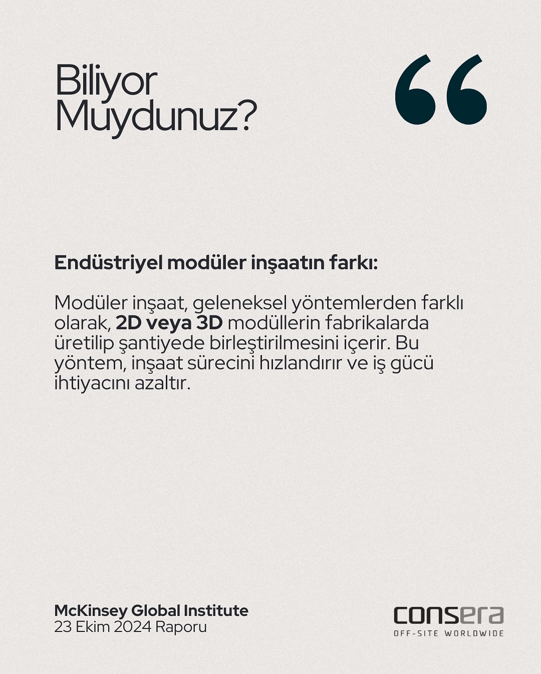 McKinseynin moduler insaatin kuresel insaat sektorunde devrim yaratacagini vurguladigi kuresel 3