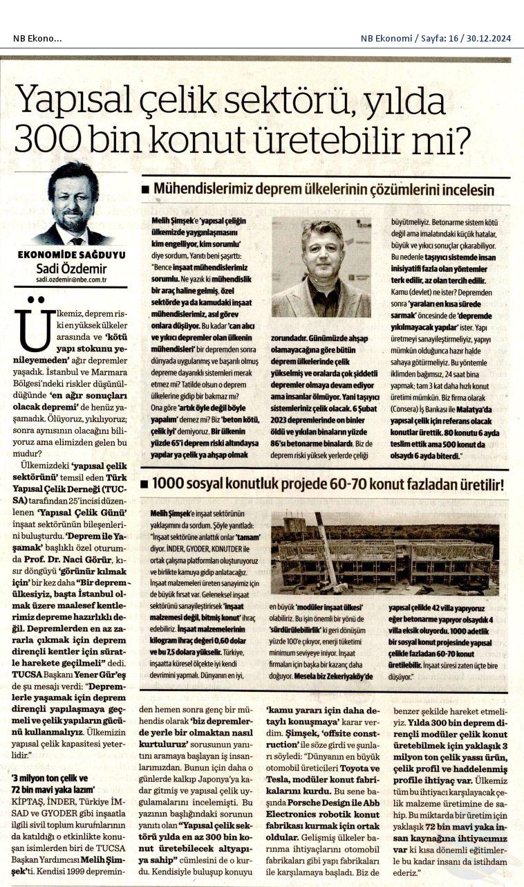 NB Ekonomi YAPISAL CELIK SEKTORU YILDA 300 BIN KONUT URETEBILIR MI  30.12.2024